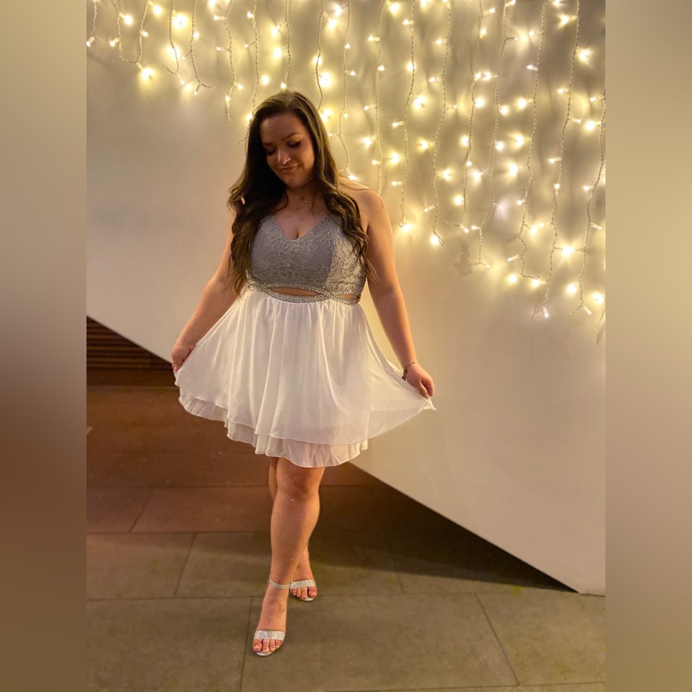 Grey & White Homecoming/Formal Dress